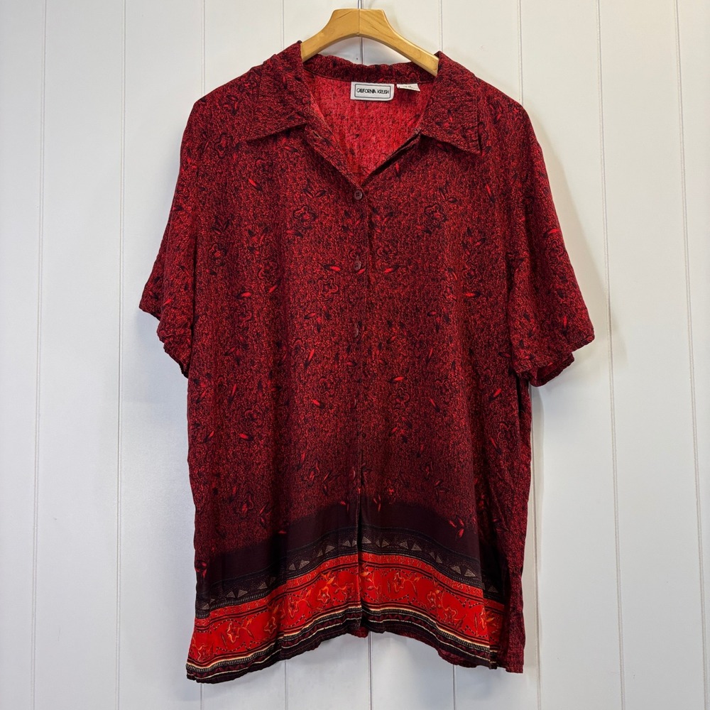 Vintage California Krush Womens 90s Floral Button Down Top Size 1X Indie Artsy